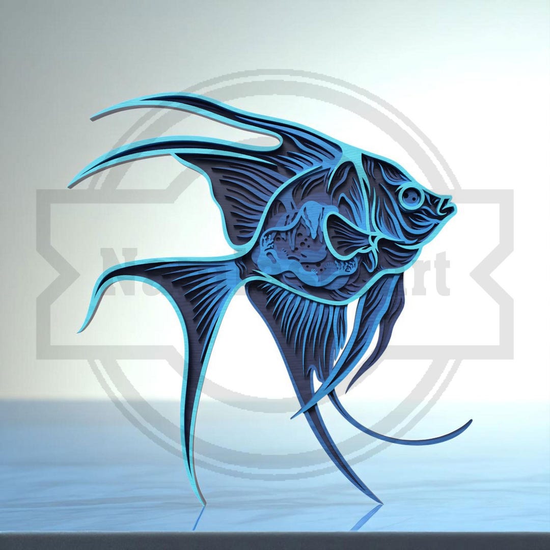 3D Angelfish SVG - Layered Tropical Fish Laser Cut File - Digital ...