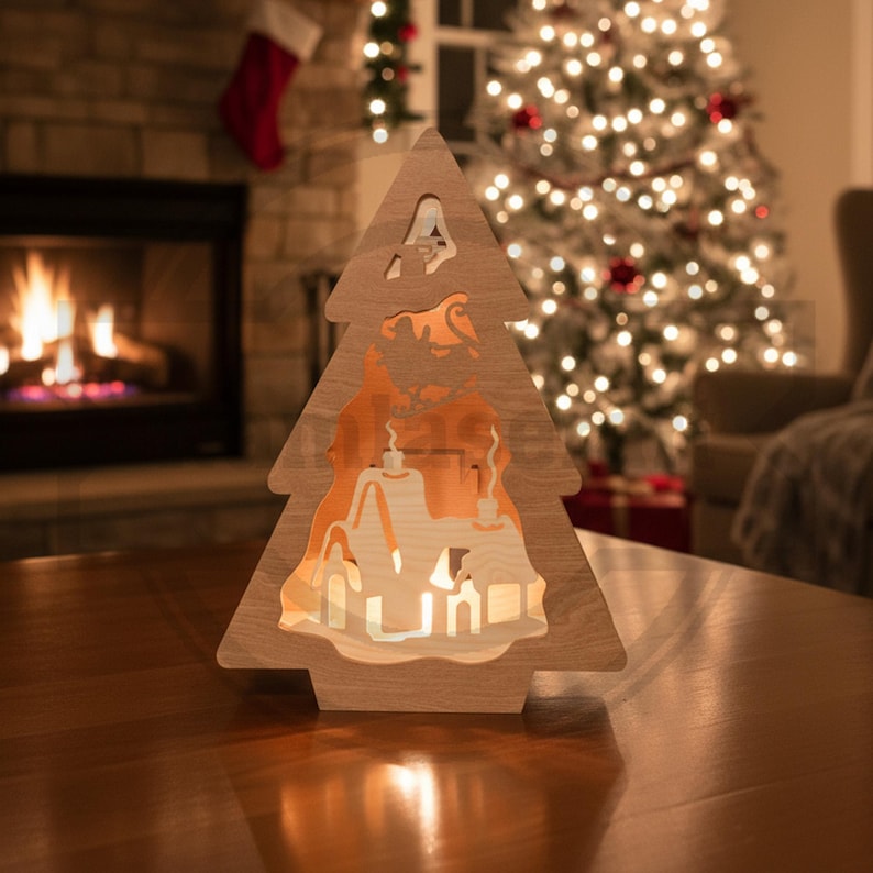 Tree Light Box Christmas Tree Light Box SVG Bundle, Laser Cut 3D Lantern (digital ...