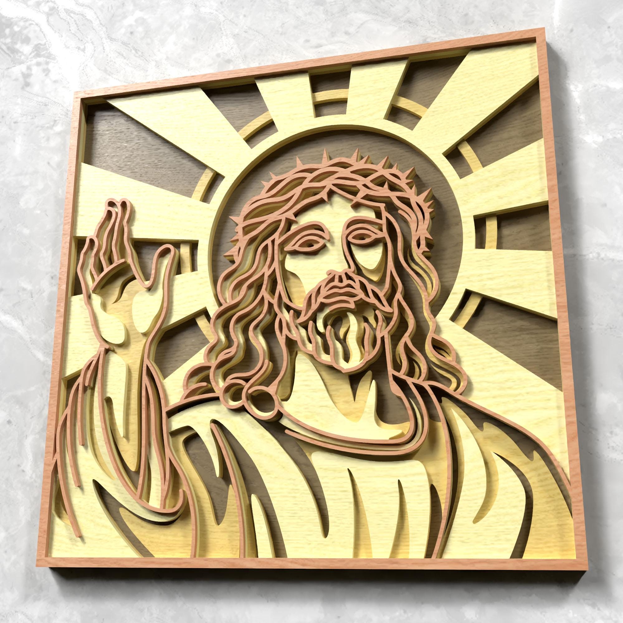 JESUS CHRIST レリーフ 壁掛けプレート 真鍮製 JESUS CHRIST レリーフ