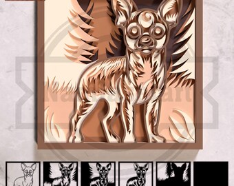 Chihuahua Layered SVG File -  Laser Cut Dog Wall Art  - Digital Download