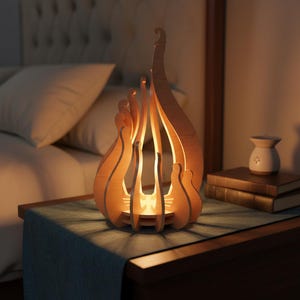 Flammalampa SVG, tränattlampa laserskuren fil (digital nedladdning)