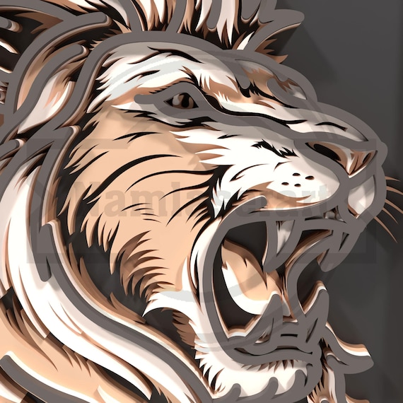 ライオンヘッド　ガレージキット　ホライジング　Lion Head　レジン製 Lion Head SVG – Layered Jungle Frame Lion Laser Cut Design