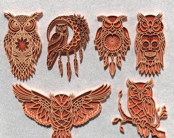 Owl SVG Bundle – 3D Layered Mandala Laser Cut Files – Digital Download