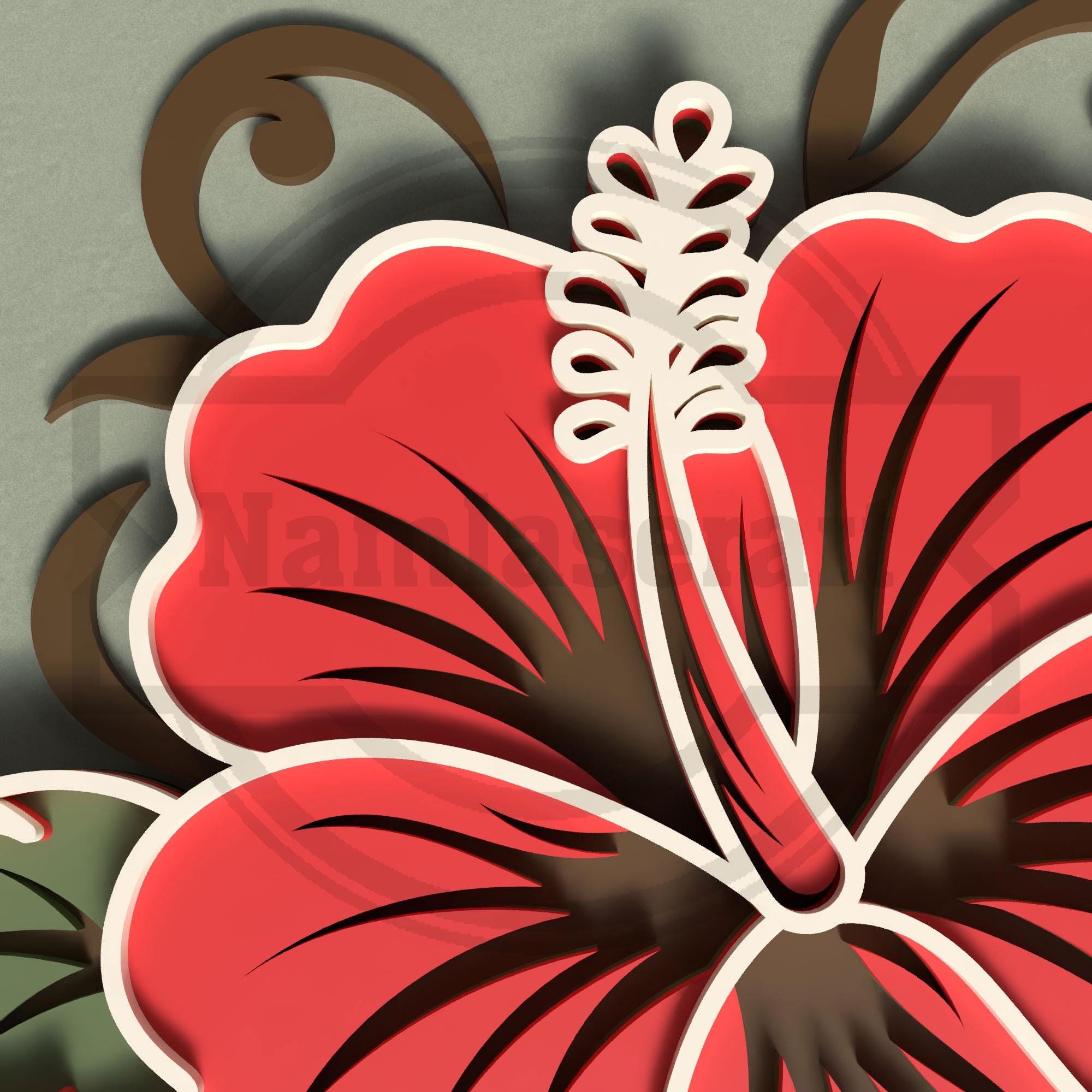 Hibiscus SVG File – Layered Tropical Flower Laser Cut Design - Digital ...