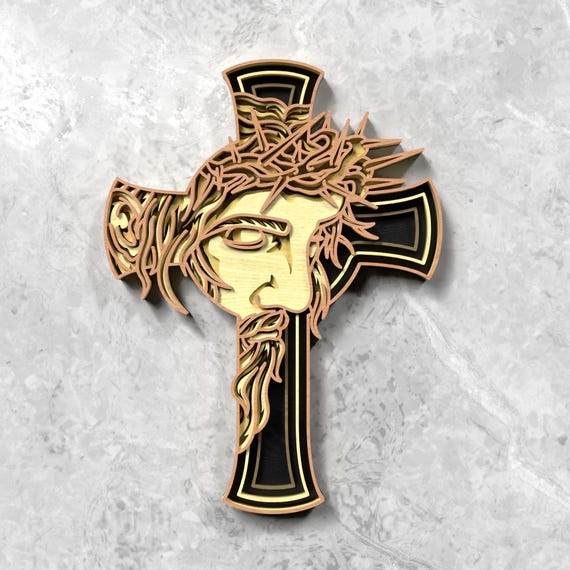 Jesus Cross SVG File - Crown of Thorns Laser Cut Template