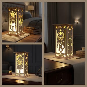 Tarot Butterfly Lantern SVG, Celestial Moon Stars Laser Cut File (Digital Download)