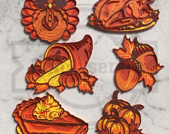 Thanksgiving SVG fichiers découpés au laser - décoration automne en couches 3D - téléchargement numérique