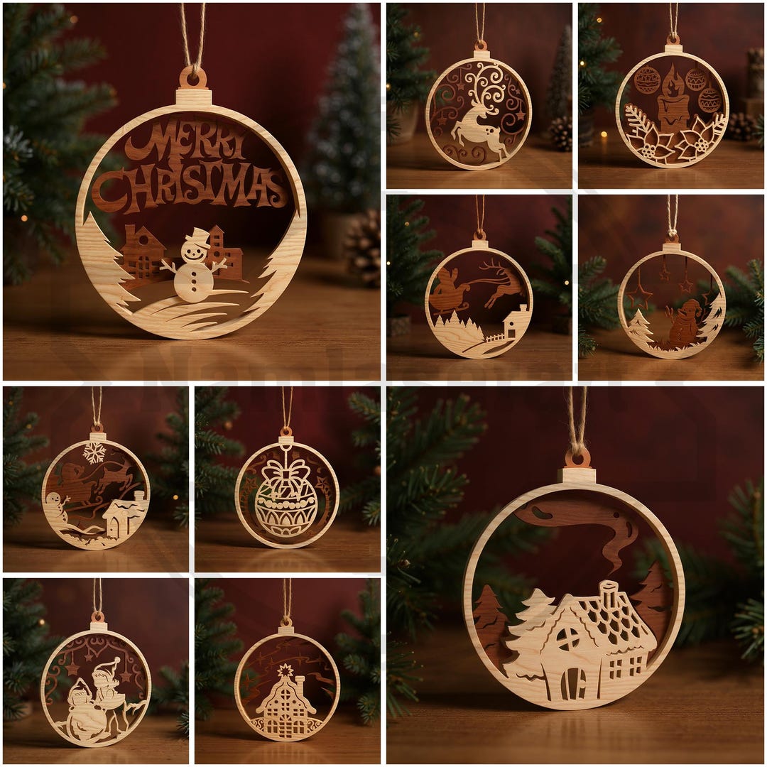 3D Layered Christmas Ornament SVG Bundle, Laser Cut Files (digital ...