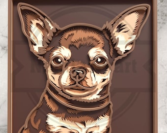 Chihuahua Dog SVG Laser Cut File -  6-Layer 3D Wall Art  - Digital Download
