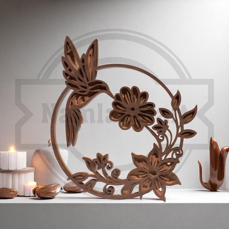 Hummingbird Floral Circle SVG - Laser Cut File for Cricut/glowforge ...