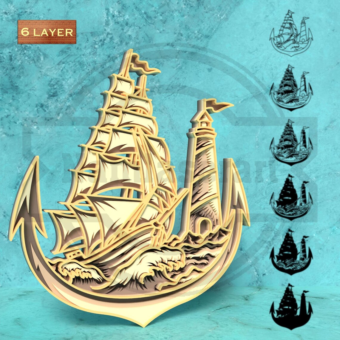 Nautical SVG Bundle – 3D Layered Ocean Laser Cut Designs – Digital ...