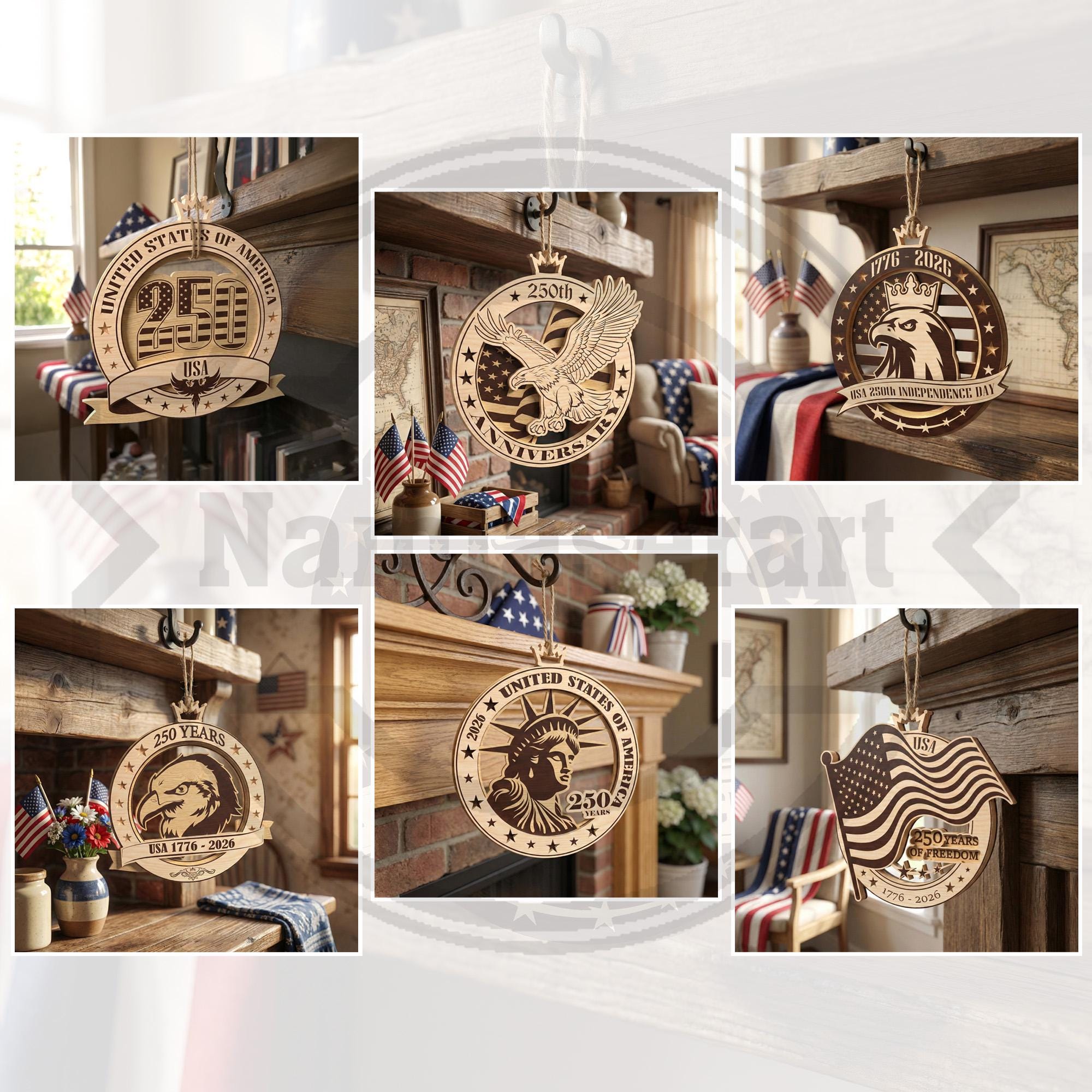 250th Anniversary USA Ornament Laser Cut File – Patriotic Keepsake