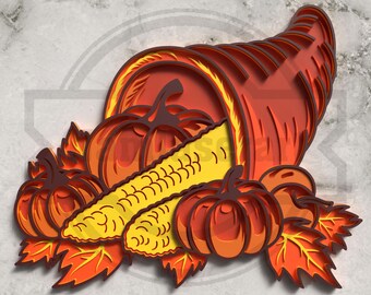 3D geschichtete Füllhorn SVG - Thanksgiving Laser Cut Datei - Digital Download