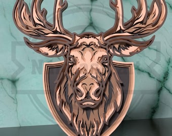 Moose Head SVG – Layered Laser Cut Trophy Wall Art Design - Digital Download