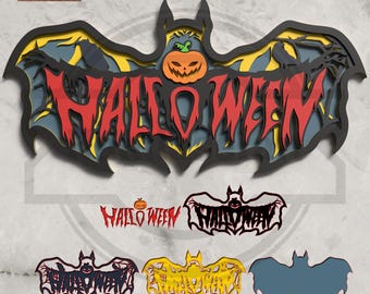 Halloween Bat SVG – Layered 3D Laser Cut Design -Digital Download