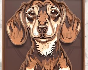 Multilayer Dachshund Dog SVG -  Laser Cut Portrait for Cricut/Glowforge
