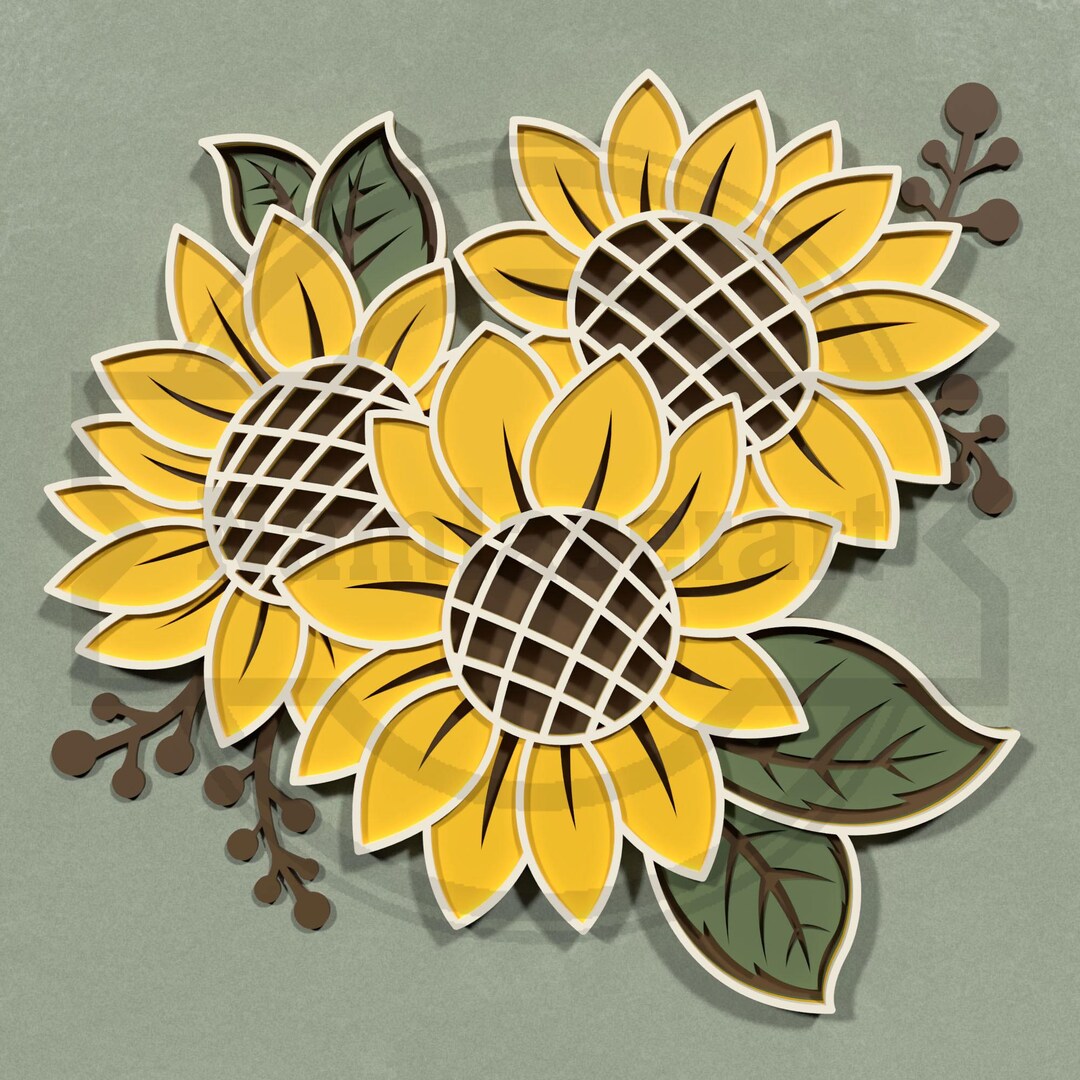 Sunflower SVG – Layered Laser Cut Floral Design - Digital Download - Etsy