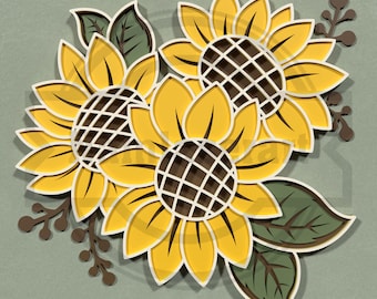 Sunflower SVG – Layered Laser Cut Floral Design  - Digital Download