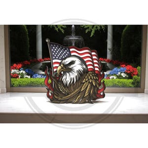 American Eagle with USA Flag SVG , 3D Patriotic Laser Cut File for Glowforge Cricut , Military Memorial Decor Digital Download