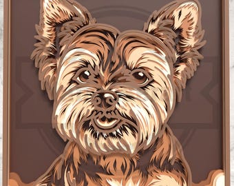 Yorkshire Terrier 3D Layered SVG -  Laser Cut Dog Portrait