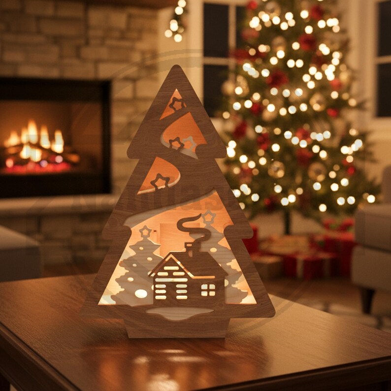 Tree Light Box Christmas Tree Light Box SVG Bundle, Laser Cut 3D Lantern (digital ...