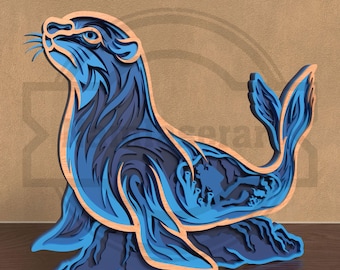 Sea Lion Layered SVG - 3D Ocean Animal Laser Cut File - Digital Download