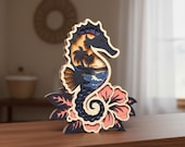 Seahorse Layered SVG, Tropical Seahorse Laser Cut File, Ocean Sunset Multilayer SVG (Digital Download)