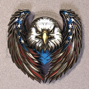 Patriotic Eagle SVG: American Flag Laser Cut File for CNC & Glowforge