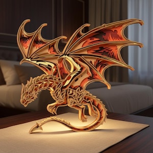 Multilayer Dragon SVG Wall Art, 3D Fantasy Laser Cut File (Digital Download)