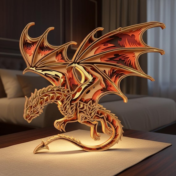 Multilayer Dragon SVG Wall Art, 3D Fantasy Laser Cut File (Digital Download)