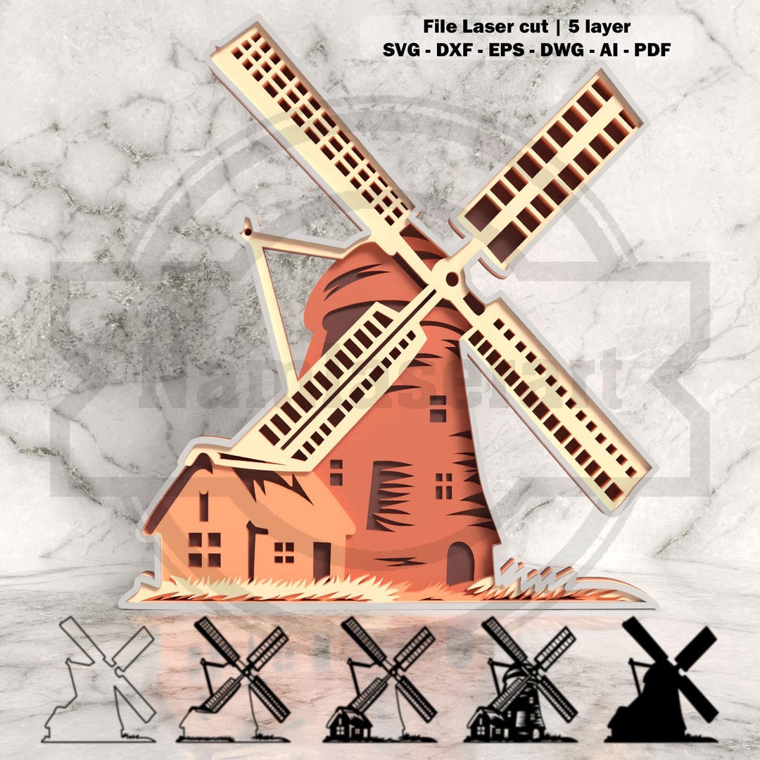 Cnc Router Windmill Sign Farm Windmill Wall Art โ 5 Layer Laser Cut Design for CNC & Glowforge ...