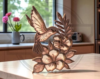 3D Layered Hummingbird SVG File -  Floral Laser Cut Design  - Digital Download