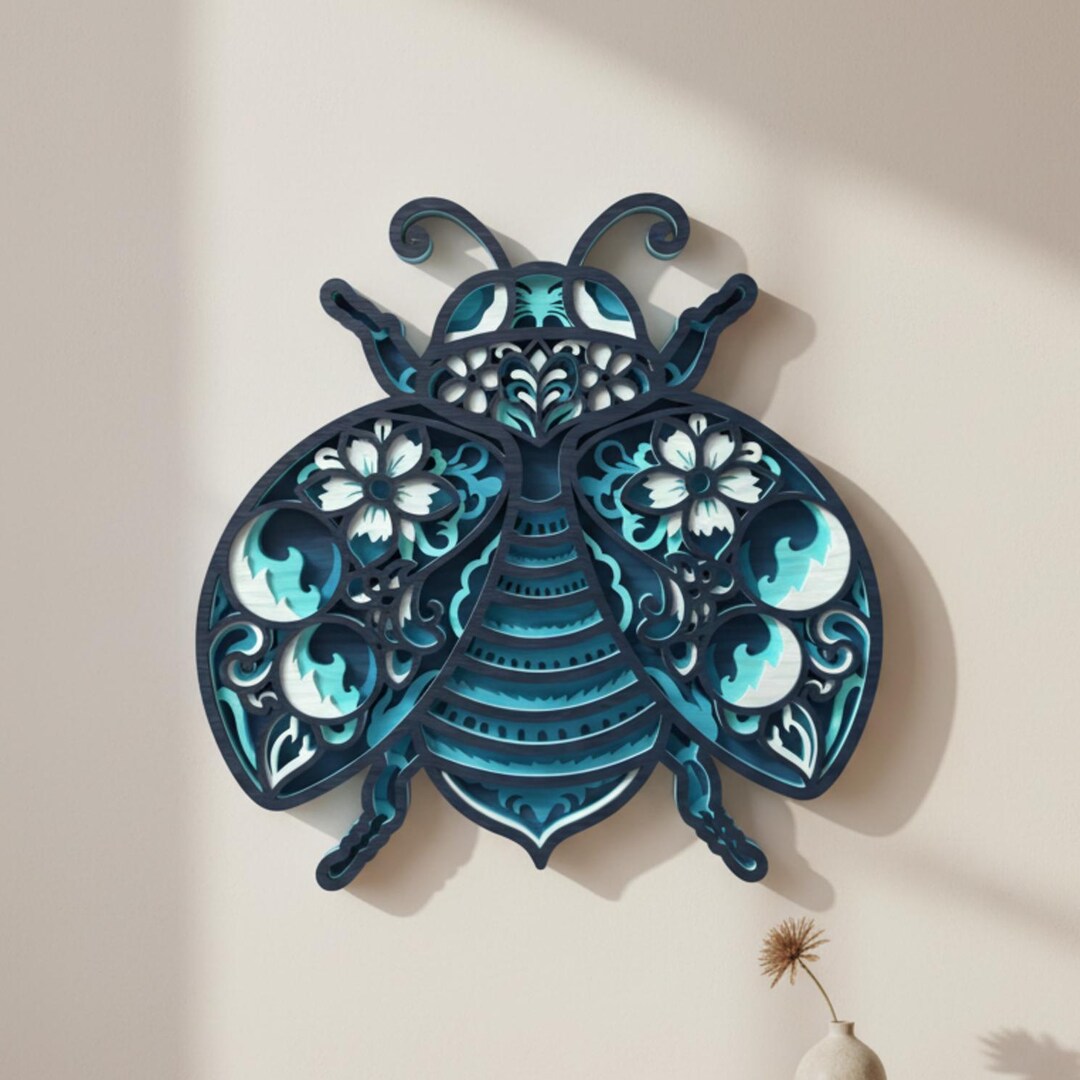 Ladybug SVG, Floral Insect Laser Cut File, Decorative Wall Art SVG ...