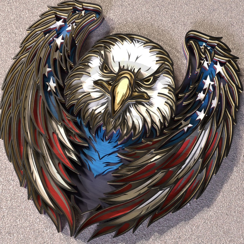 Patriotic Eagle SVG - American Flag Laser Cut File - Digital Download ...