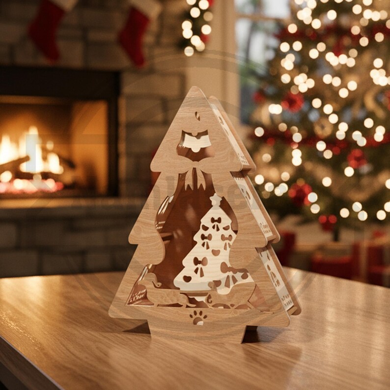 Tree Light Box Christmas Tree Light Box SVG Bundle, Laser Cut 3D Lantern (digital ...