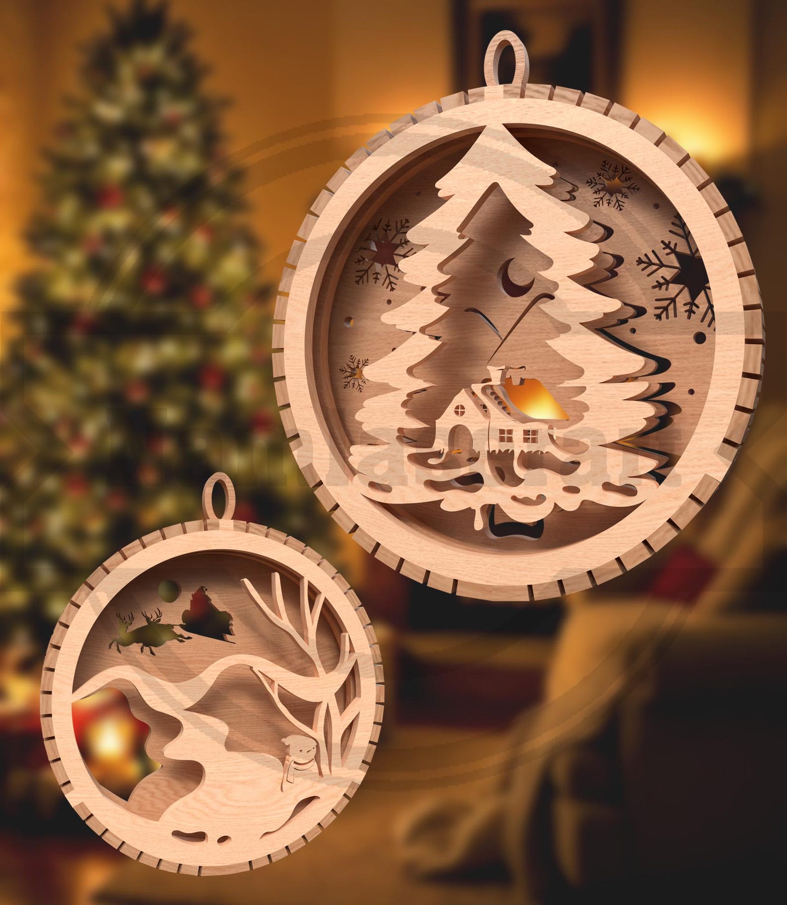 Christmas Ornament SVG Bundle 3 Layers Ornament Laser Cut Files ...