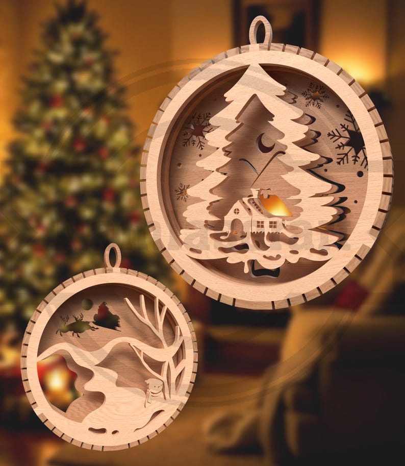 Christmas Ornament SVG Bundle 3 Layers Ornament Laser Cut Files ...