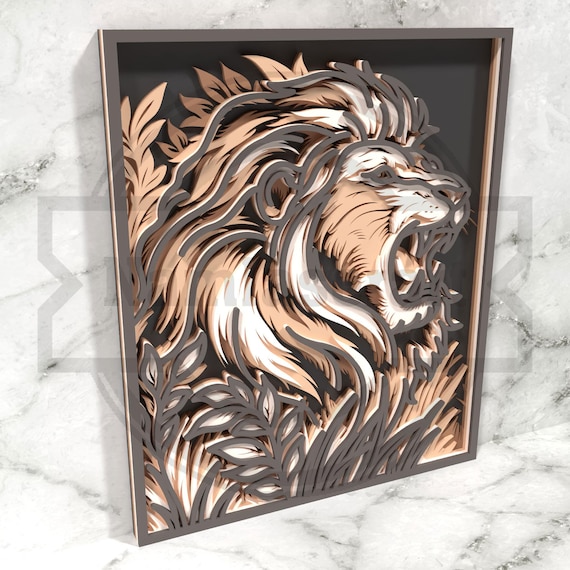 ライオンヘッド　ガレージキット　ホライジング　Lion Head　レジン製 Lion Head SVG – Layered Jungle Frame Lion Laser Cut Design