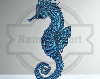 Layered Seahorse SVG, 3D Laser Cut File, Ocean Wall Art (Digital Download)