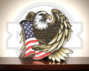 アメリカ国旗 白頭鷲 ピンバッジ 911テロ追悼 愛国的な白頭ワシのSVG - レーザーカットのアメリカ国旗、独立記念日の