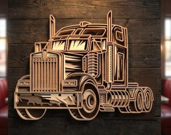 Art mural en bois stratifié pour semi-camion, design découpé au laser (téléchargement numérique)