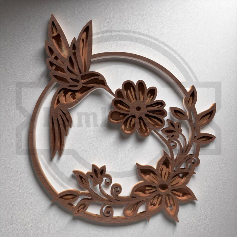 Hummingbird Floral Circle SVG - Laser Cut File for Cricut/glowforge ...