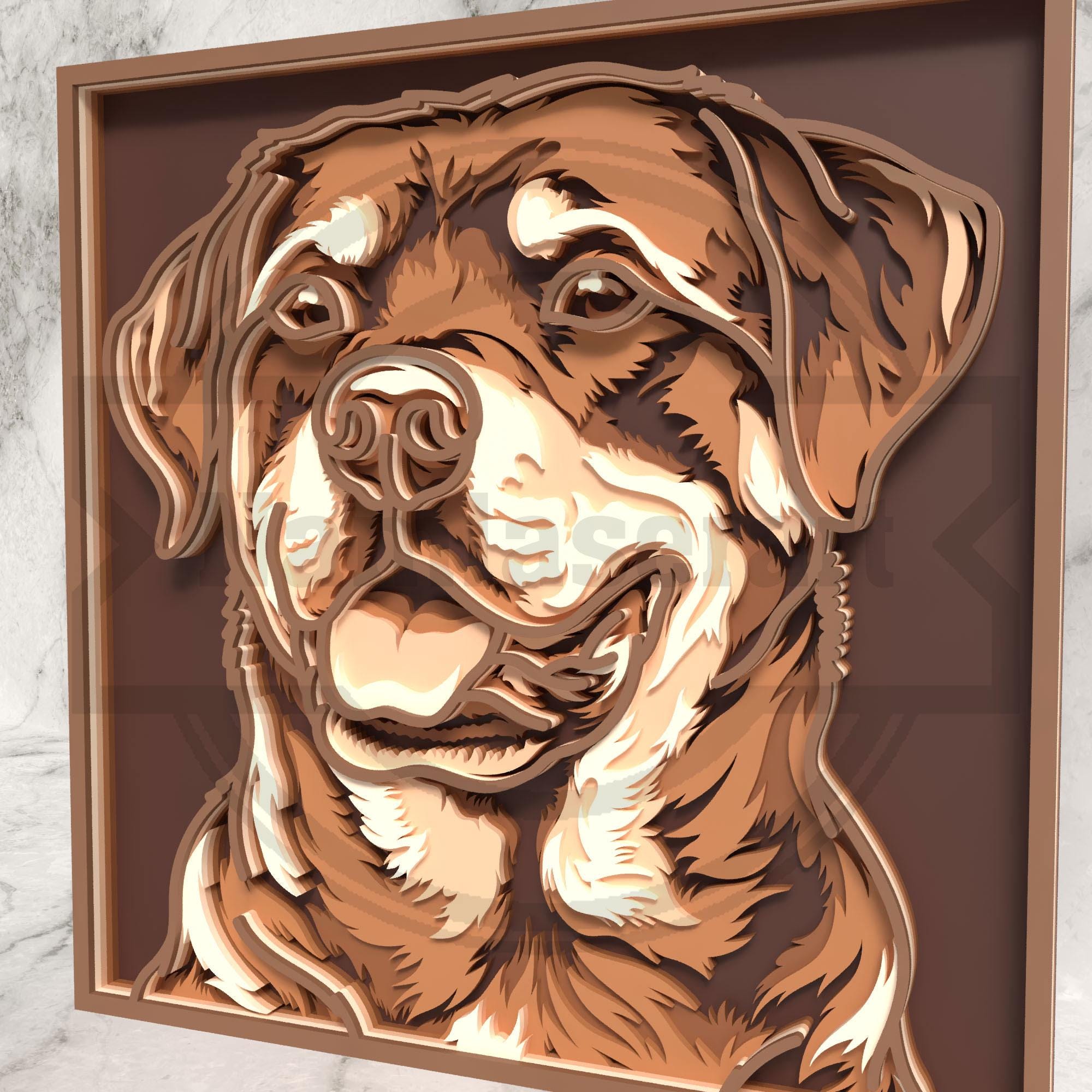 Layered Rottweiler Dog SVG - Laser Cut Wall Art - Digital Download