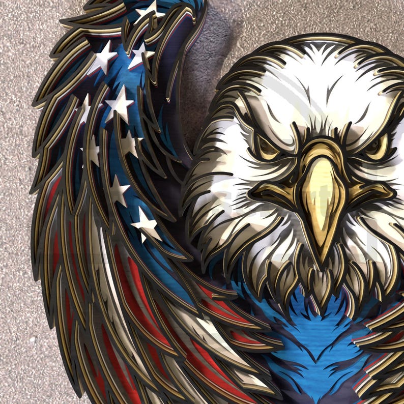 Patriotic Eagle SVG - American Flag Laser Cut File - Digital Download ...