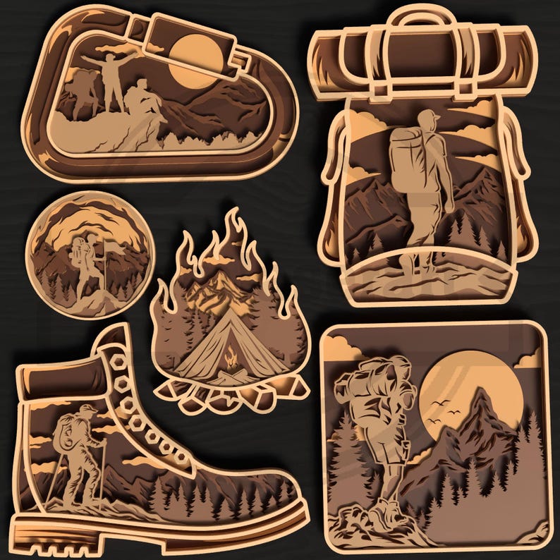 Hiking Adventure Bundle – 6 Layered Laser Cut Designs – Camping ...