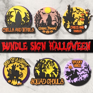 Halloween Sign SVG Bundle: Laser Cut Layered Designs (Digital Download