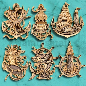 Nautical SVG Bundle – 3D Layered Ocean Laser Cut Designs – Digital Download