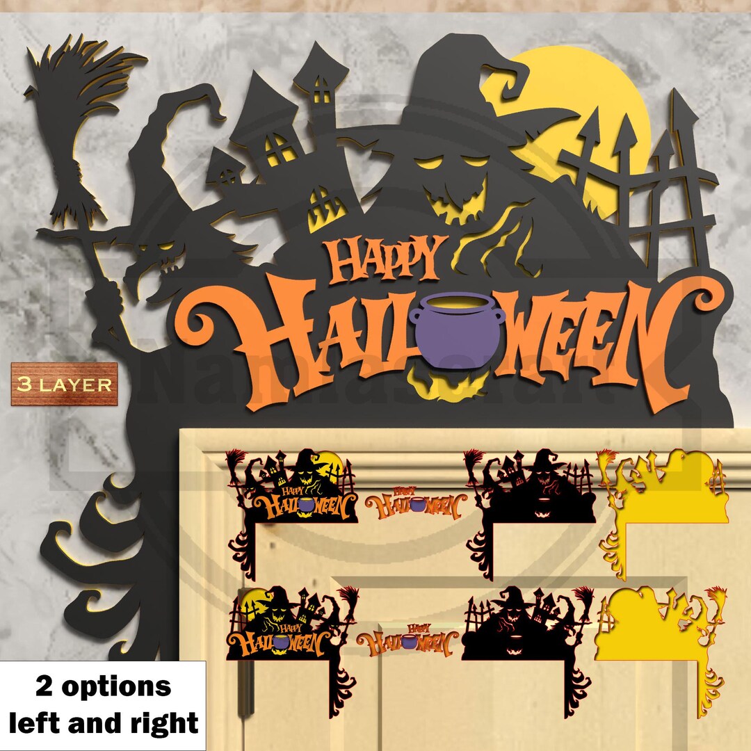 Witch Halloween Door Corner SVG ,witch Laser Cut Svg, 3-layer Door ...