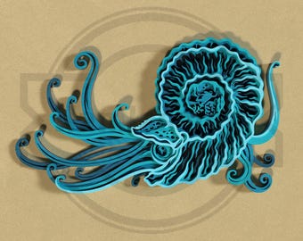 3D Layered Nautilus SVG -  Ocean Mandala Laser Cut File  - Digital Download