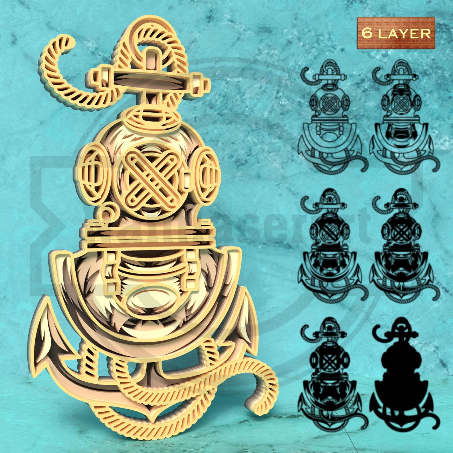 Nautical SVG Bundle – 3D Layered Ocean Laser Cut Designs – Digital ...